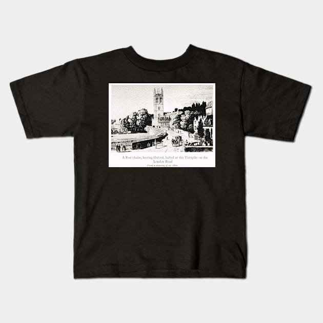 A Post-Chaise leaving the Oxford Turnpike bound for London,  circa 1800 Kids T-Shirt by artfromthepast